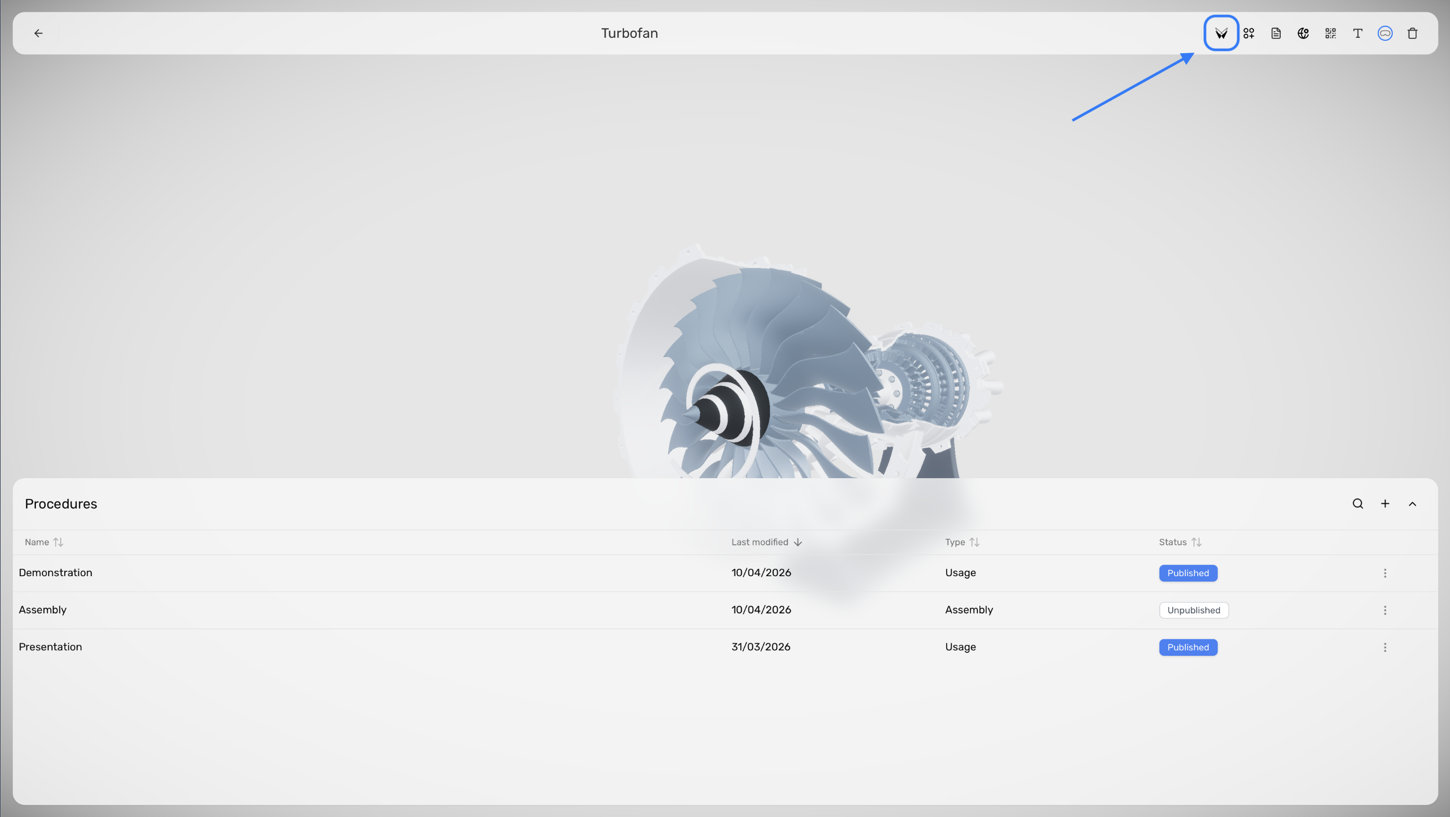 Product Home with the Product Twin icon highlighted in the top action bar.
